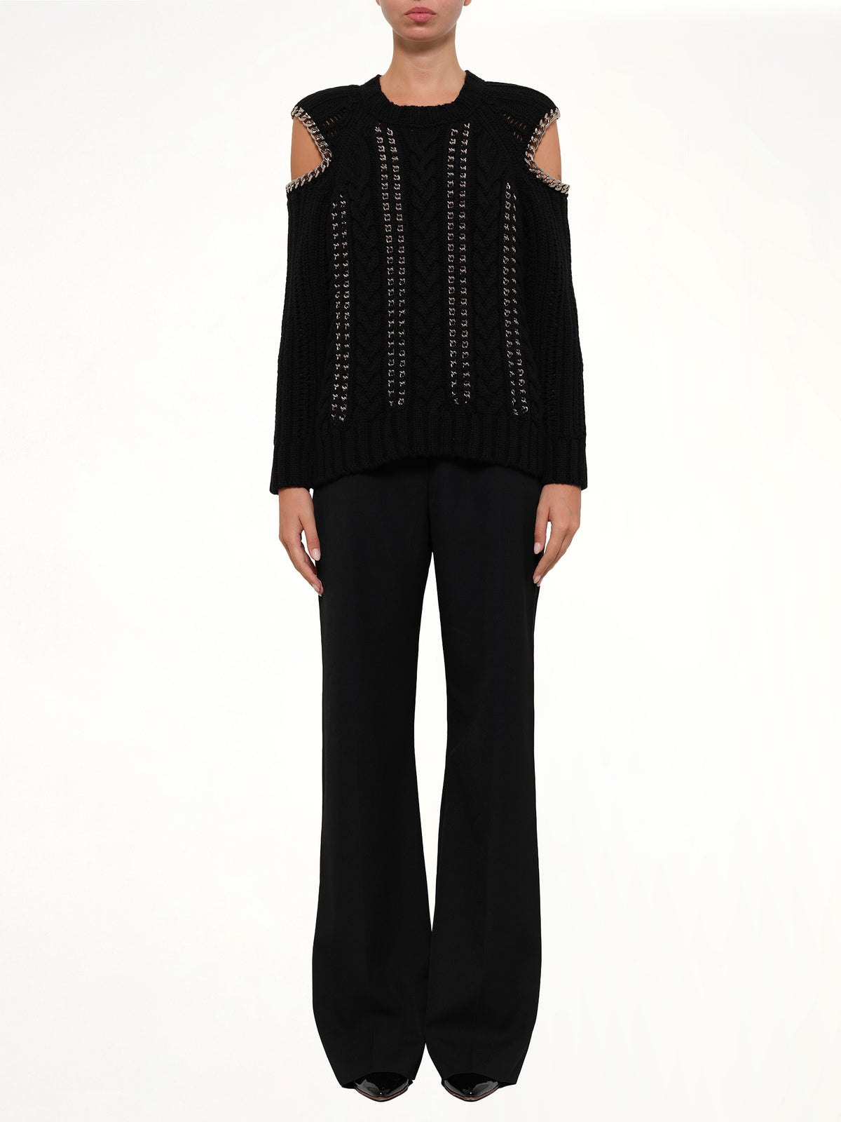 Crew Neck O/S Knitwear in Black