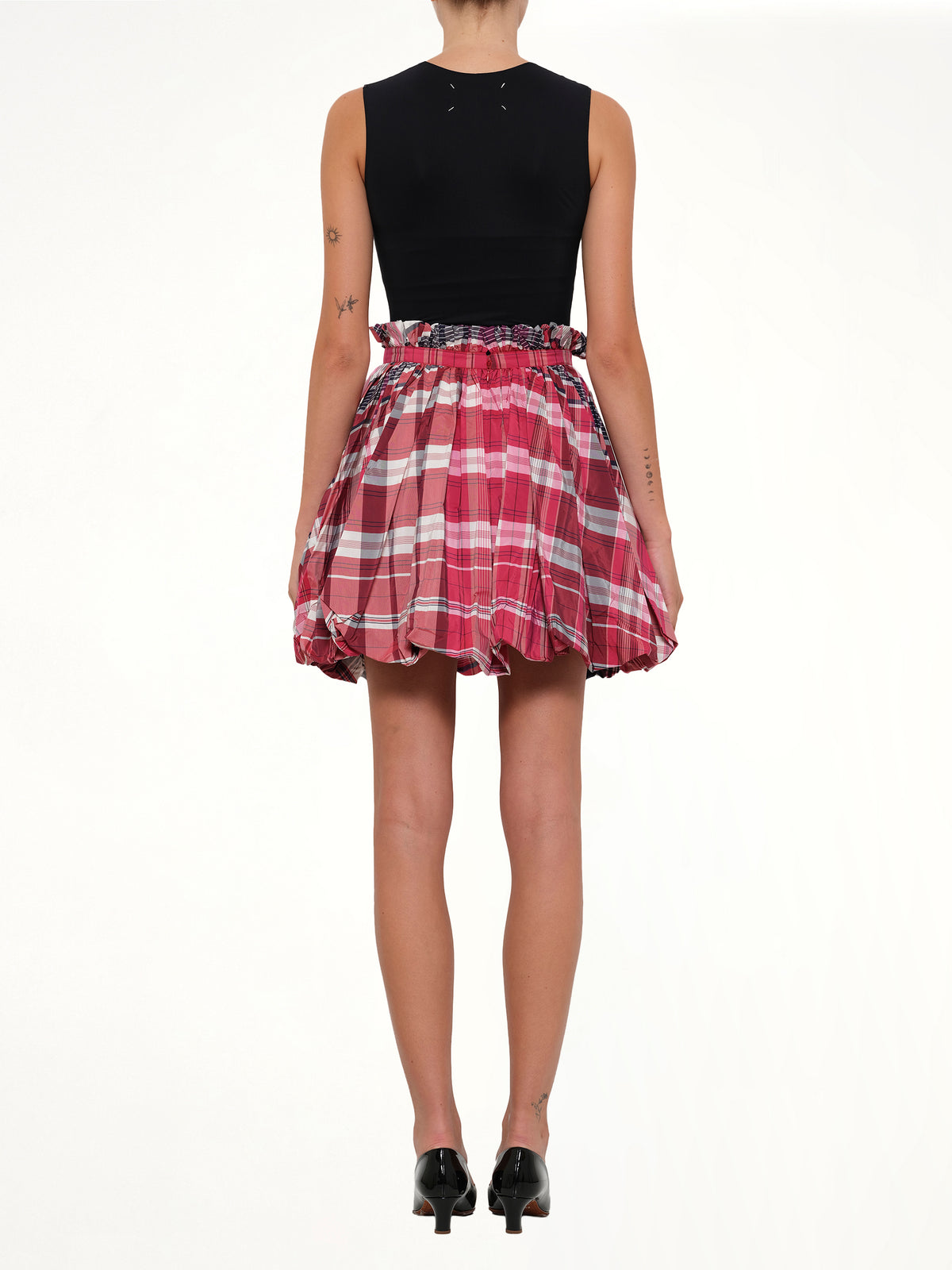 Amq - Country Mini Skirt in Red/Blk