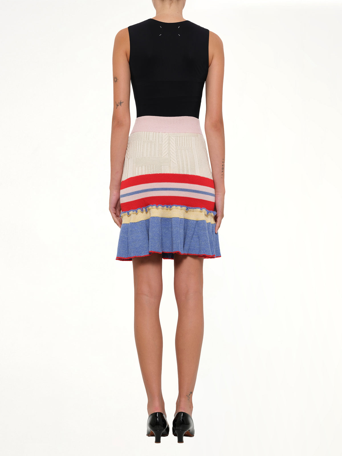 Multi Knit Tweed Mini Skirt In Multicolour