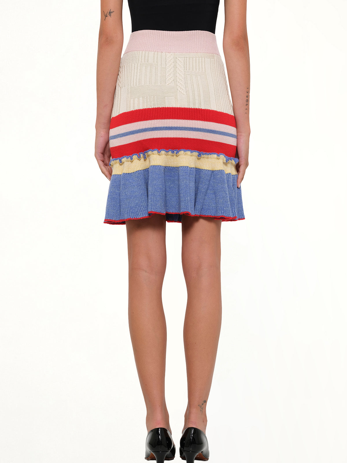 Multi Knit Tweed Mini Skirt In Multicolour