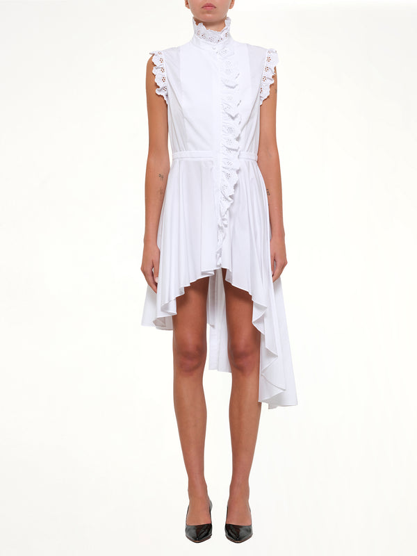 Sleeveless Ruffle Dress in White