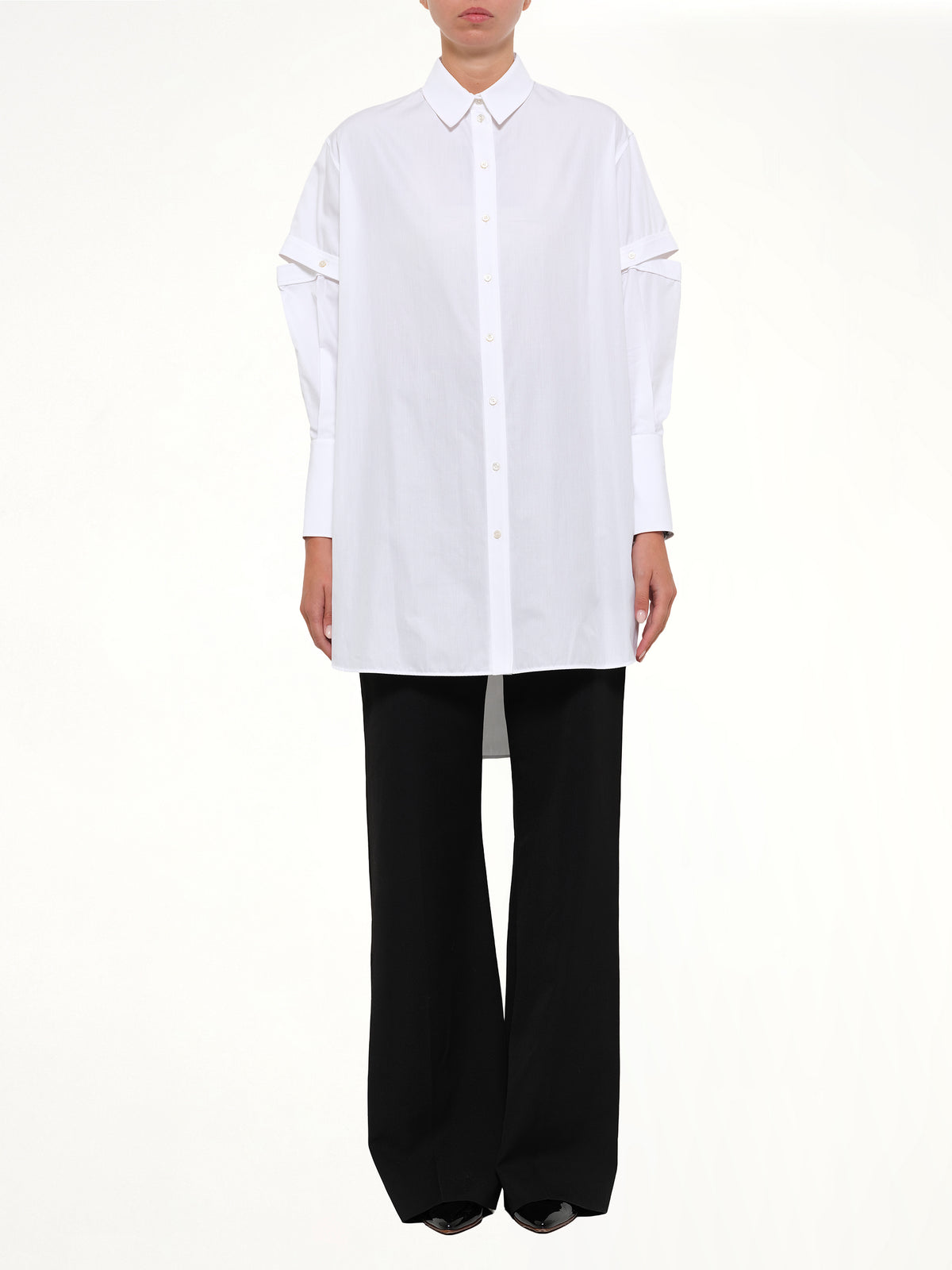 Amq - Slash Sleeve Shirt in White