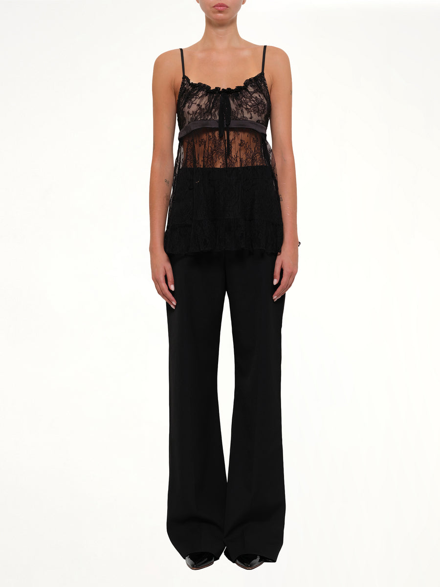 Lace Tie Camisole in Black