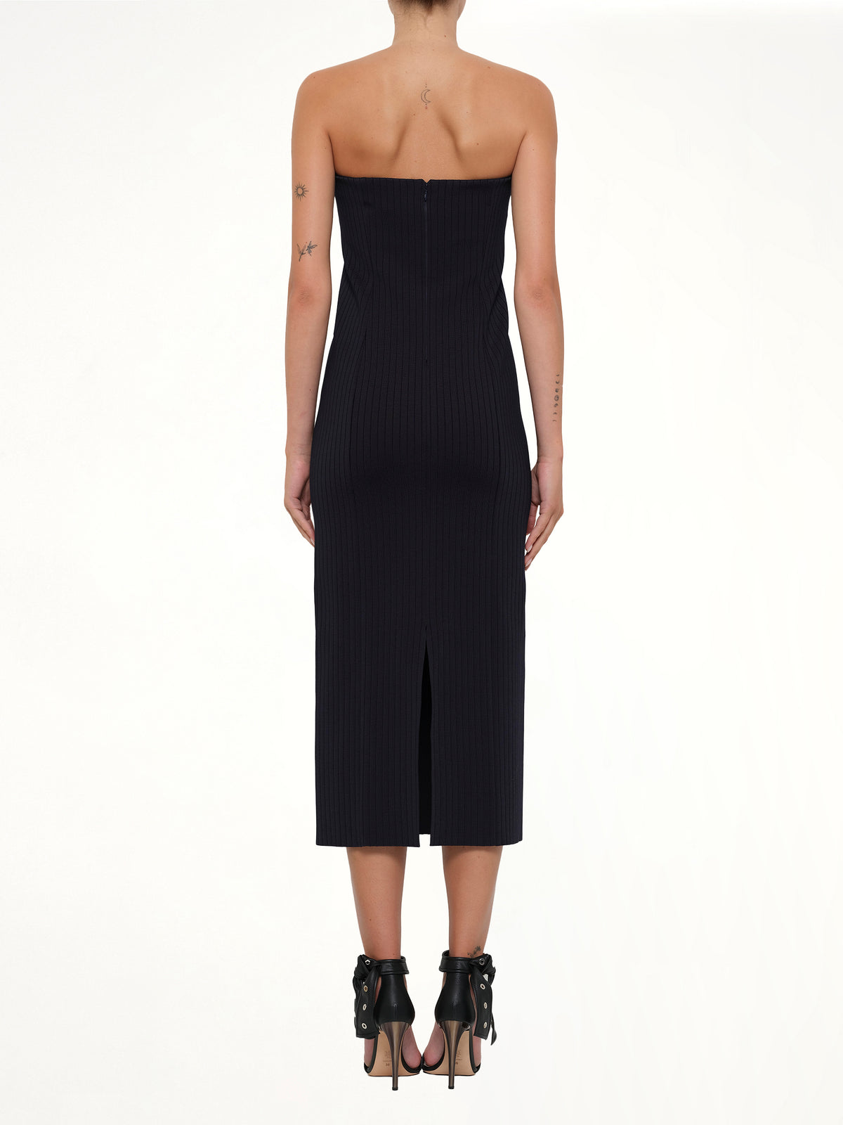 Viscose Rib Long Dress in Navy