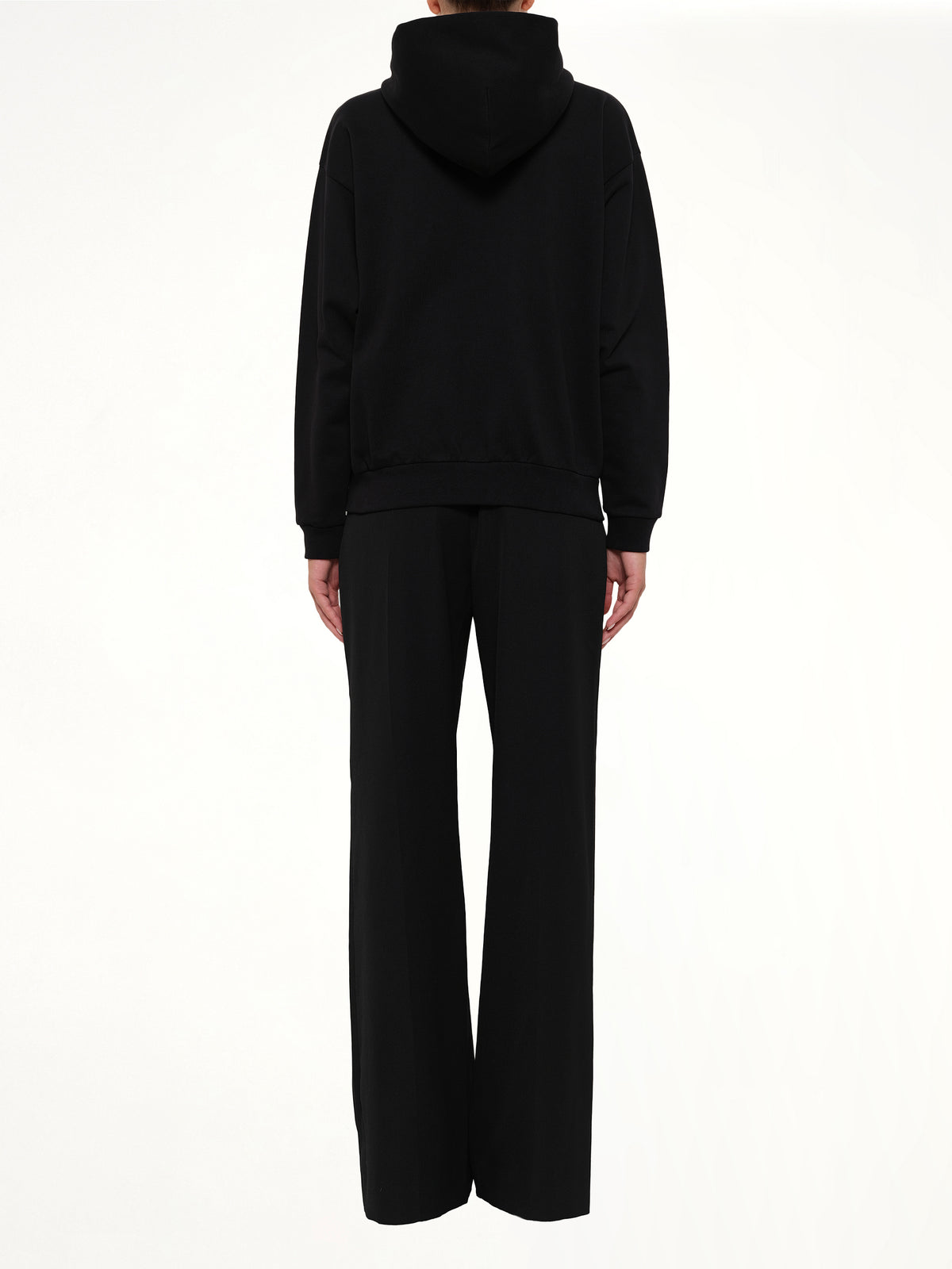 Embroidered Zip Hoodie in Black