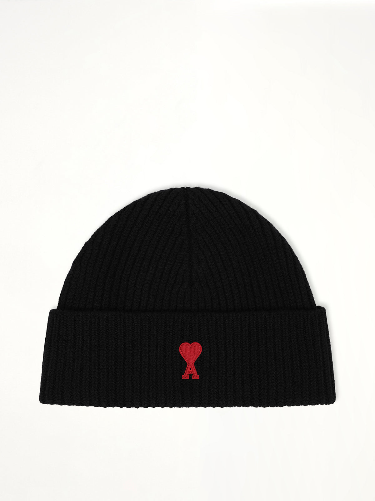 Beanie with Contrasted Ami De Coeur in Black