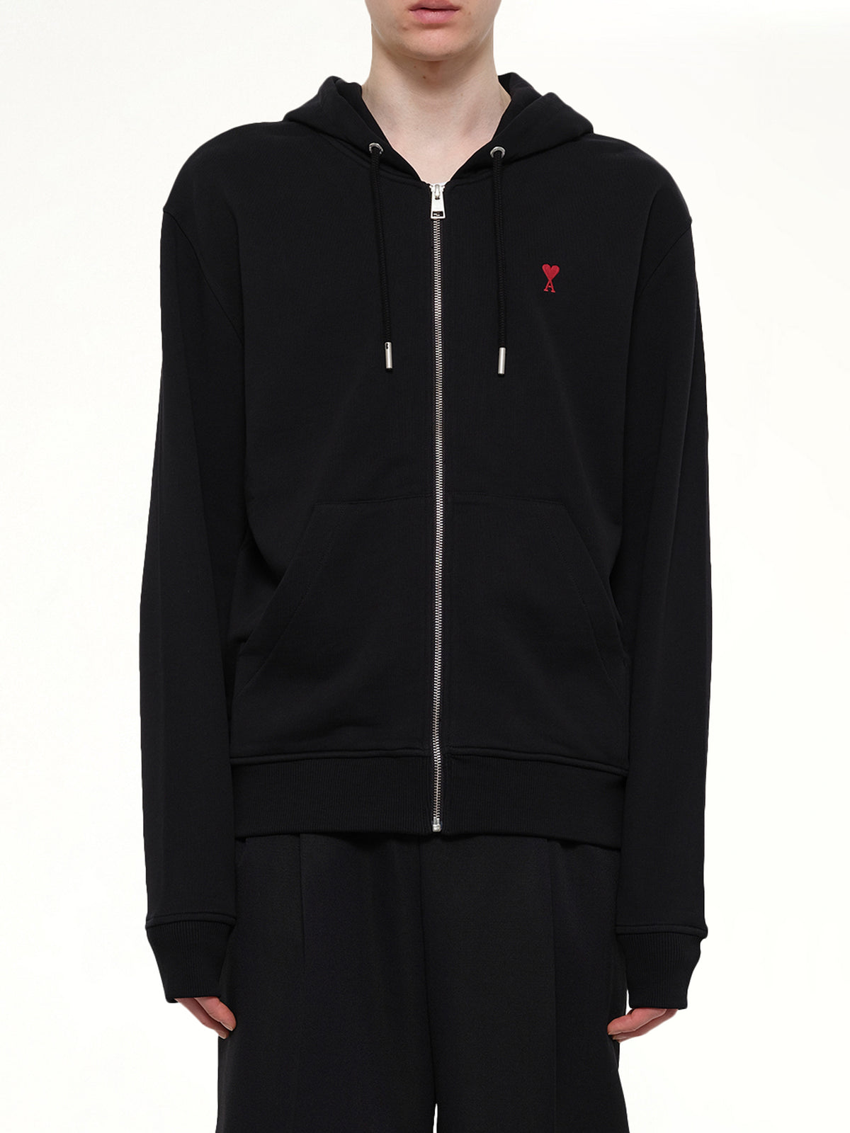 Ami De Coeur Zip Hoodie in Black/Red