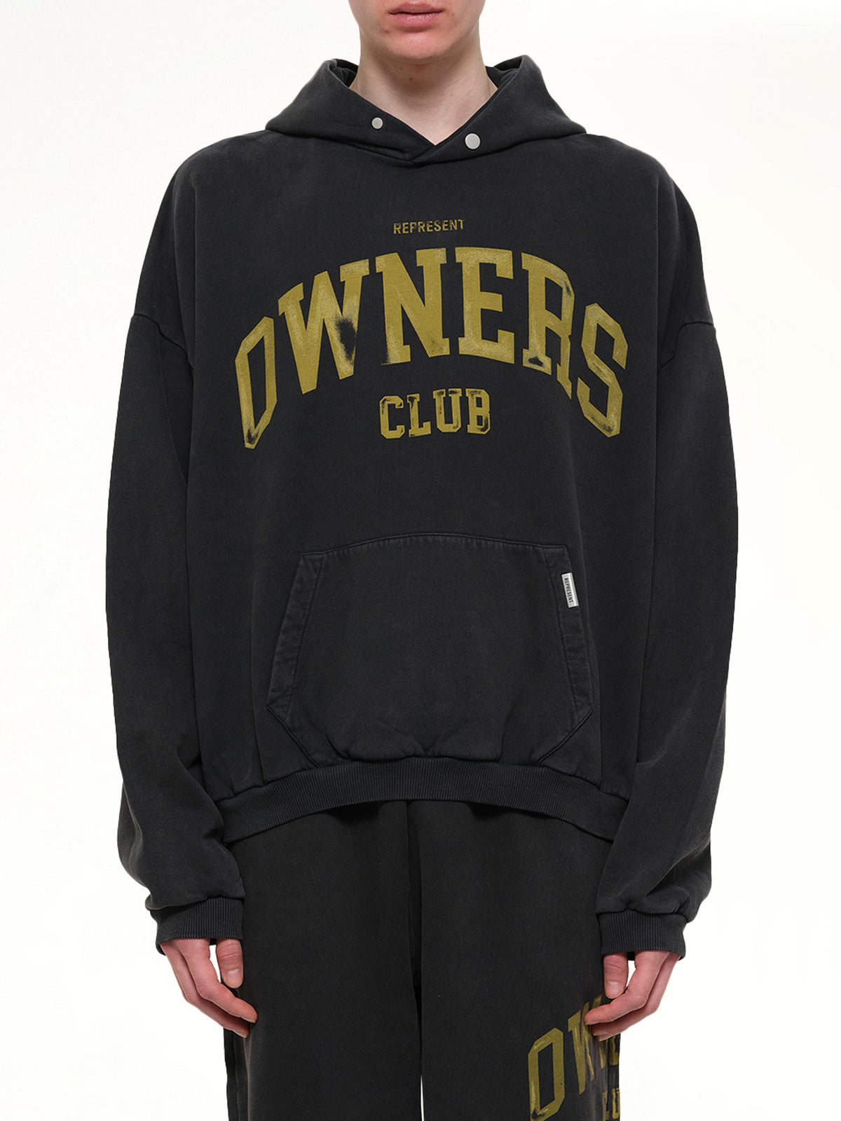 Represent Owners Club Hoodie in Faded Black