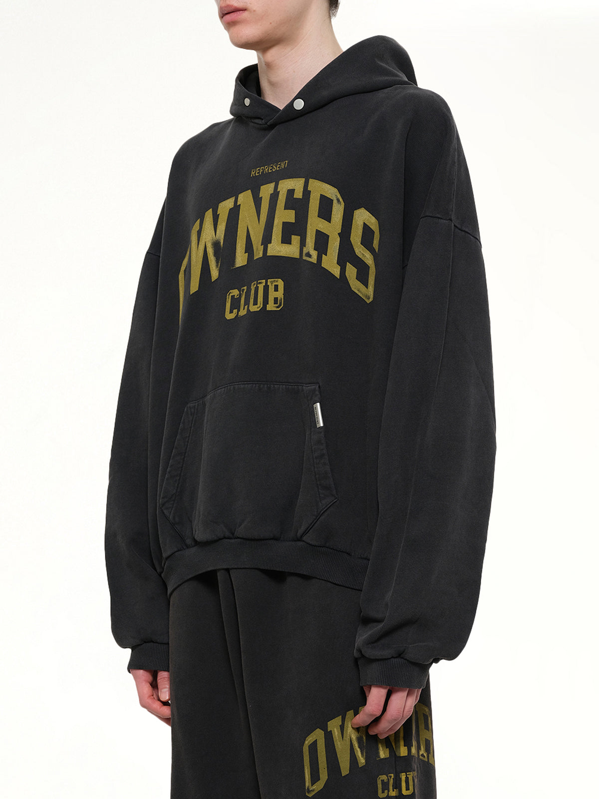 Represent Owners Club Hoodie in Faded Black
