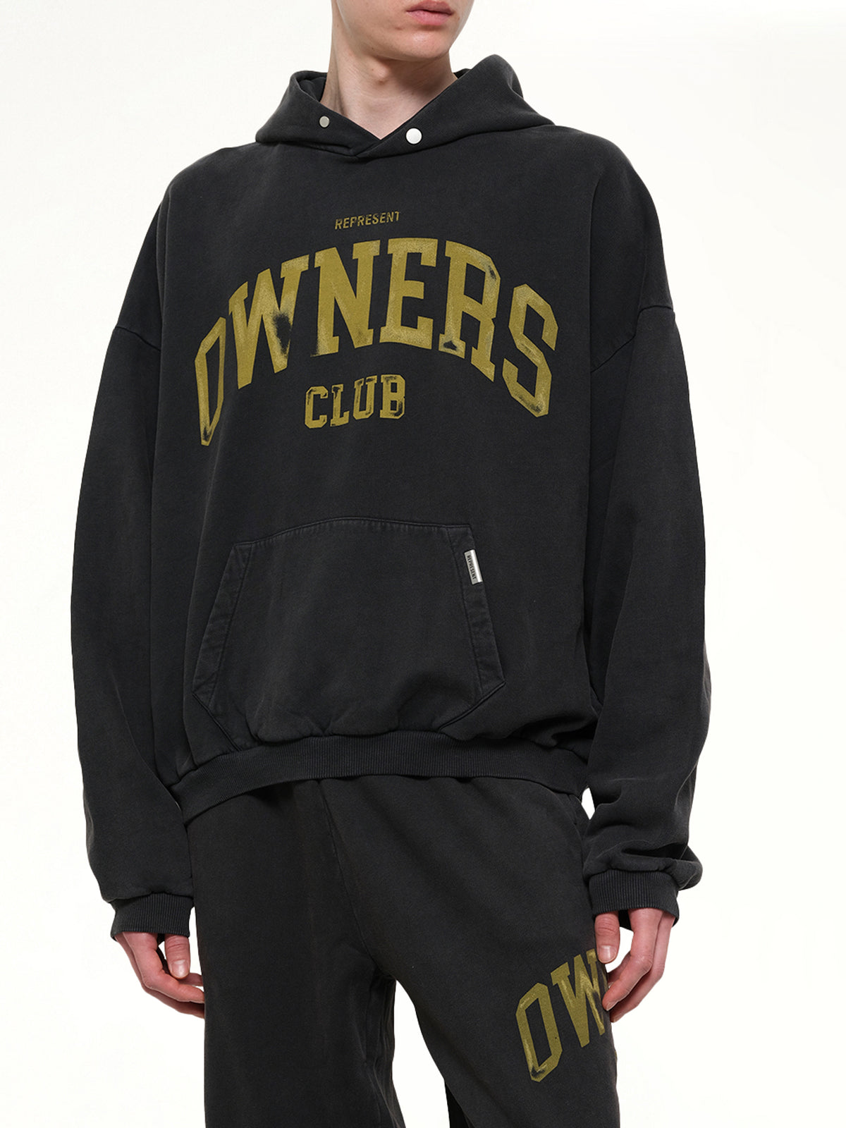 Represent Owners Club Hoodie in Faded Black