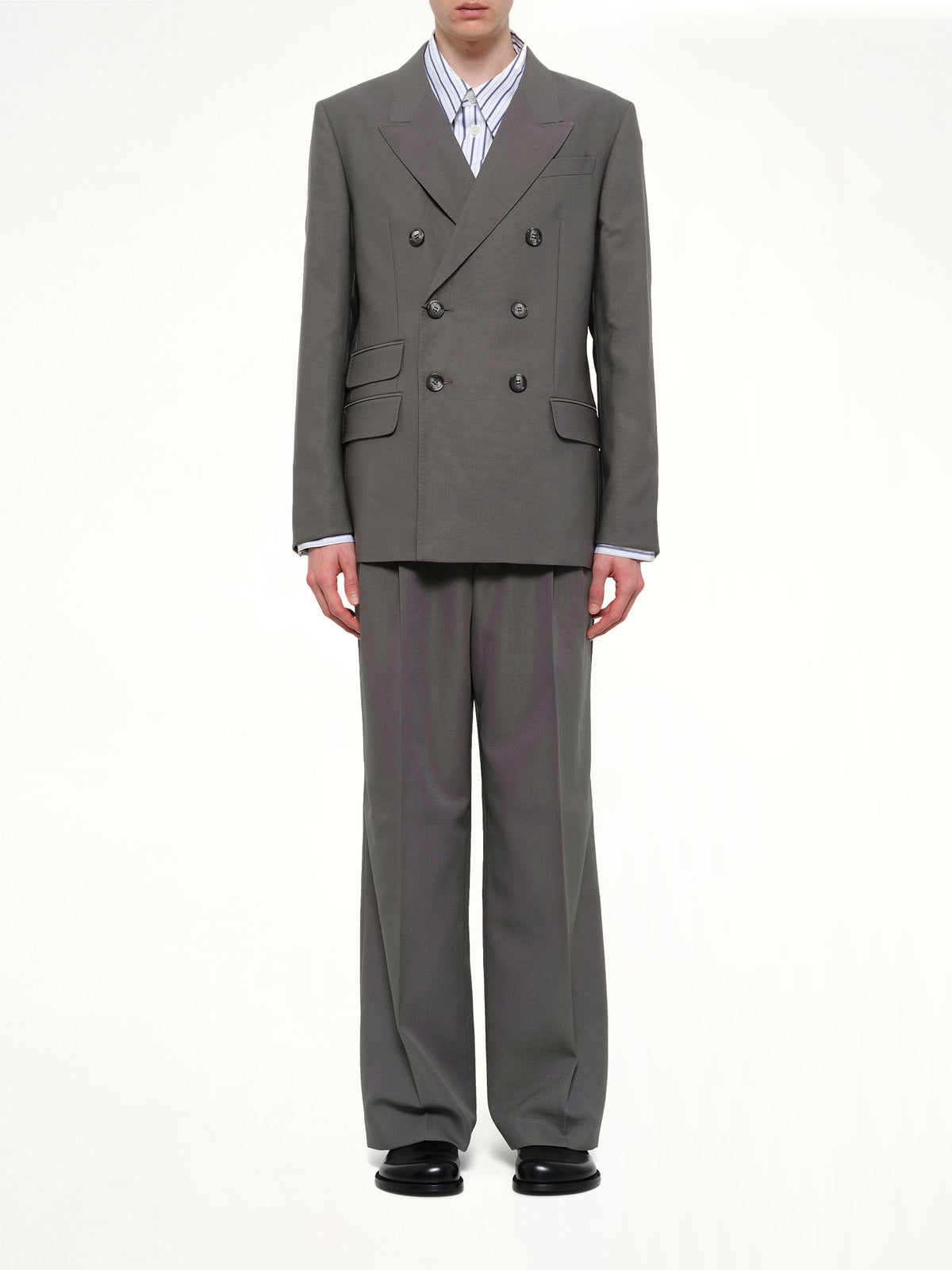 Straight Double Breasted Jacket in Carbon