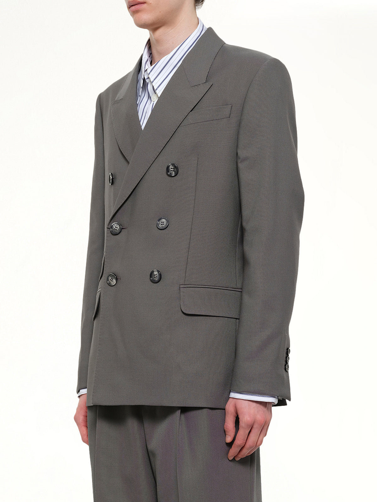 Straight Double Breasted Jacket in Carbon