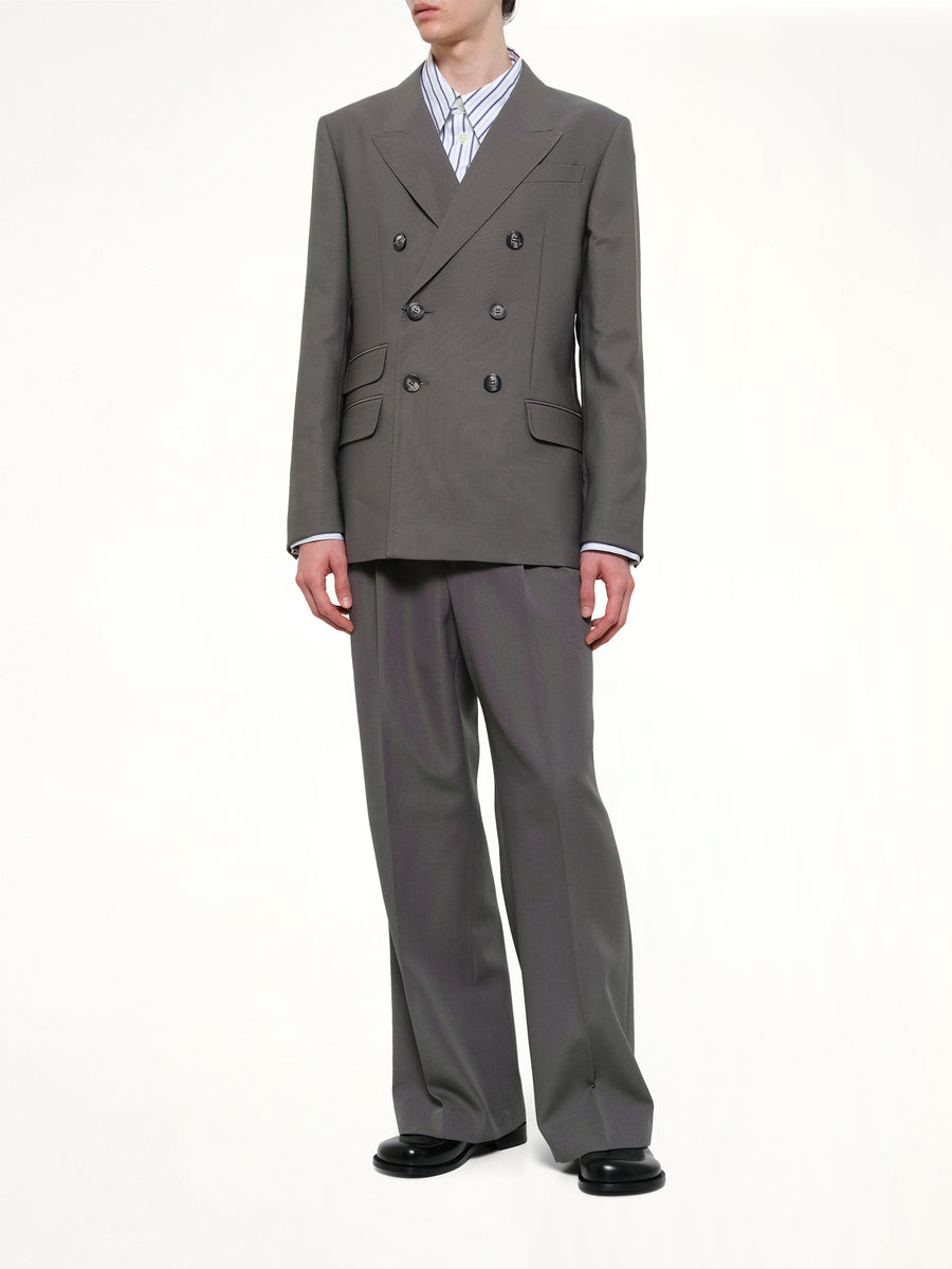 Straight Double Breasted Jacket in Carbon