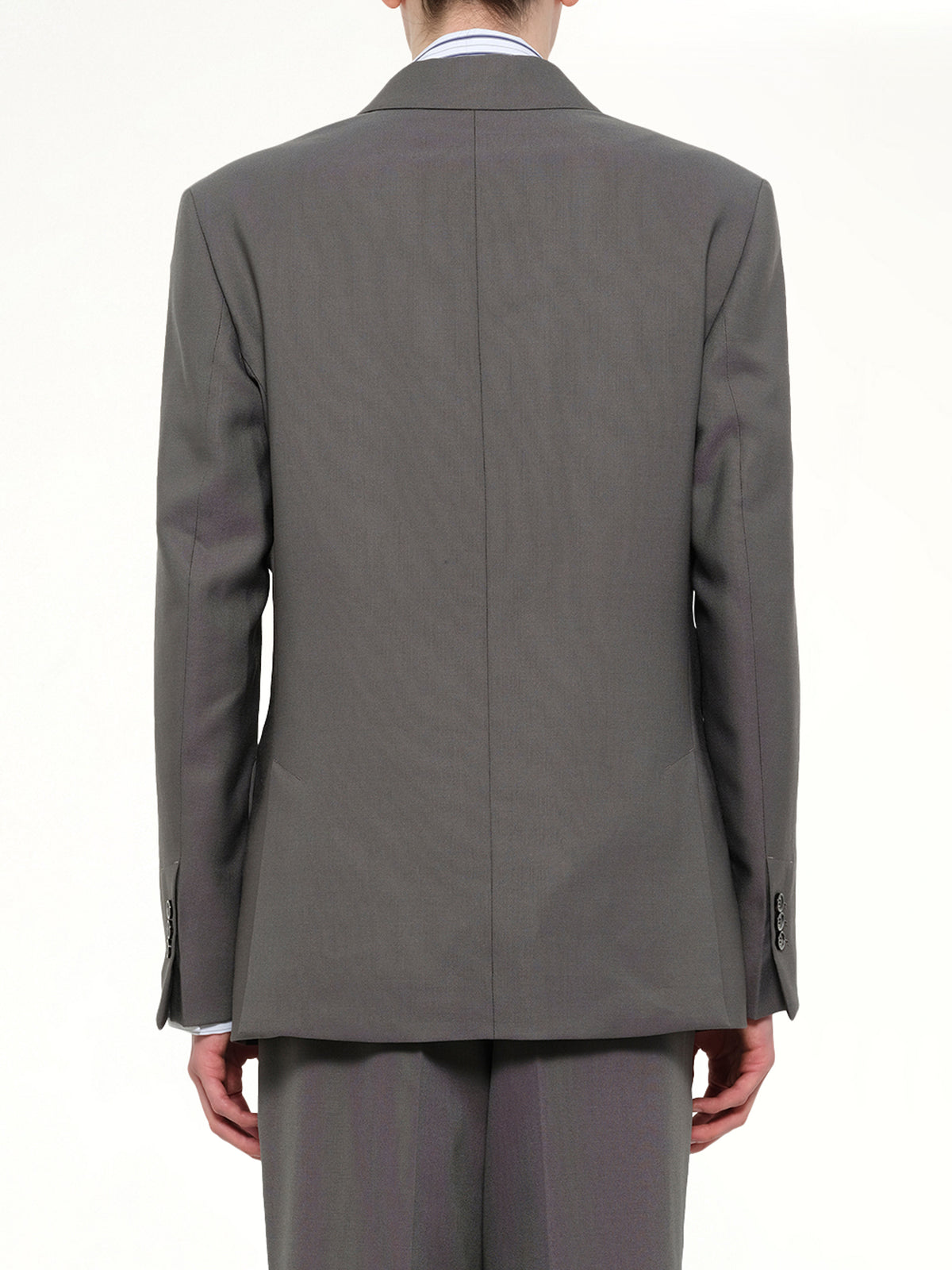 Straight Double Breasted Jacket in Carbon