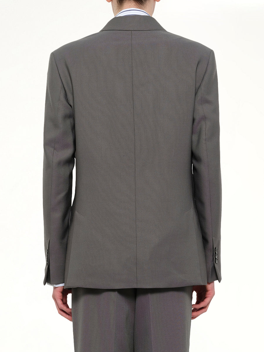 Straight Double Breasted Jacket in Carbon