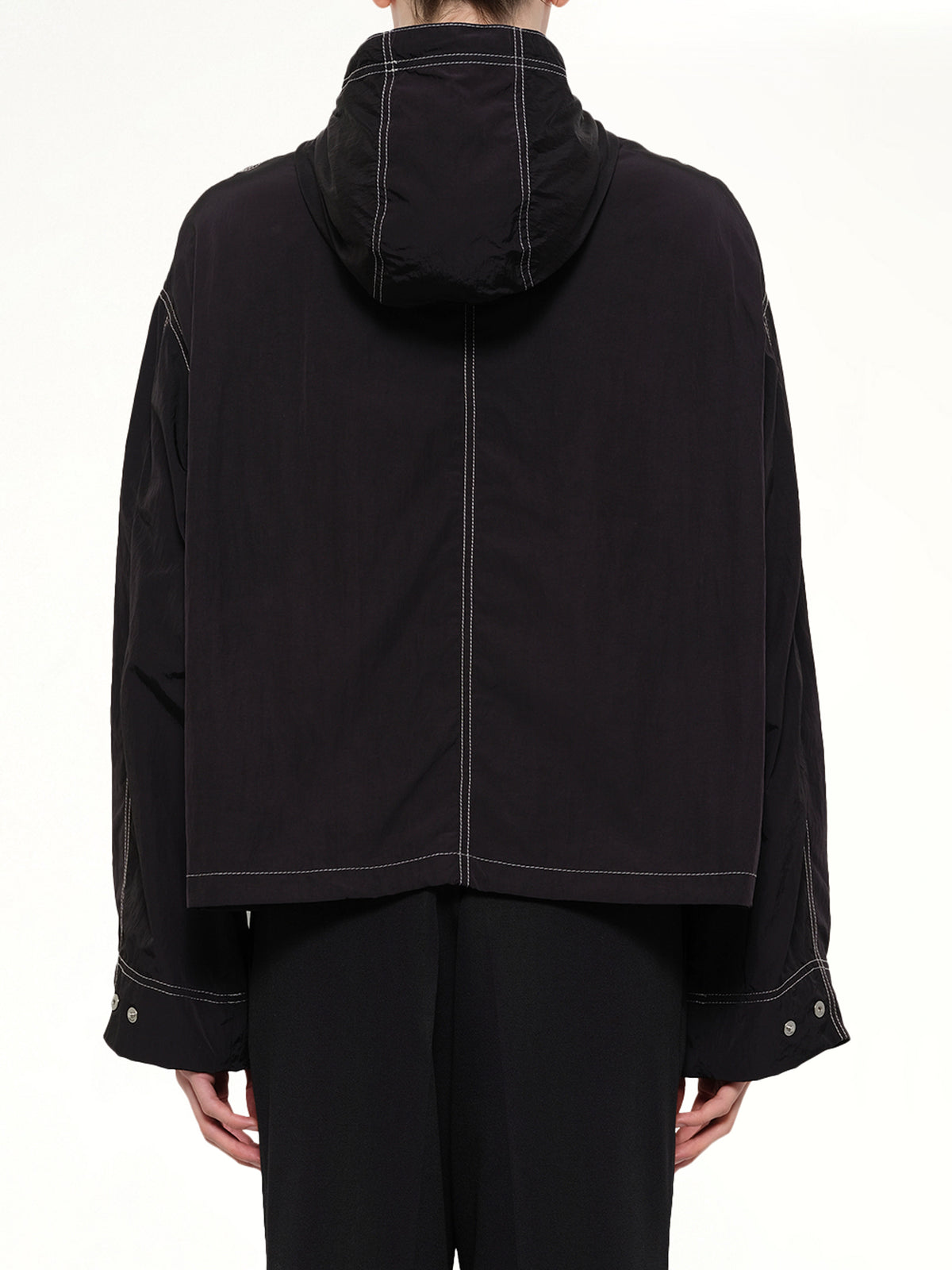 Crinkle Nylon Zipped Jacket in Black
