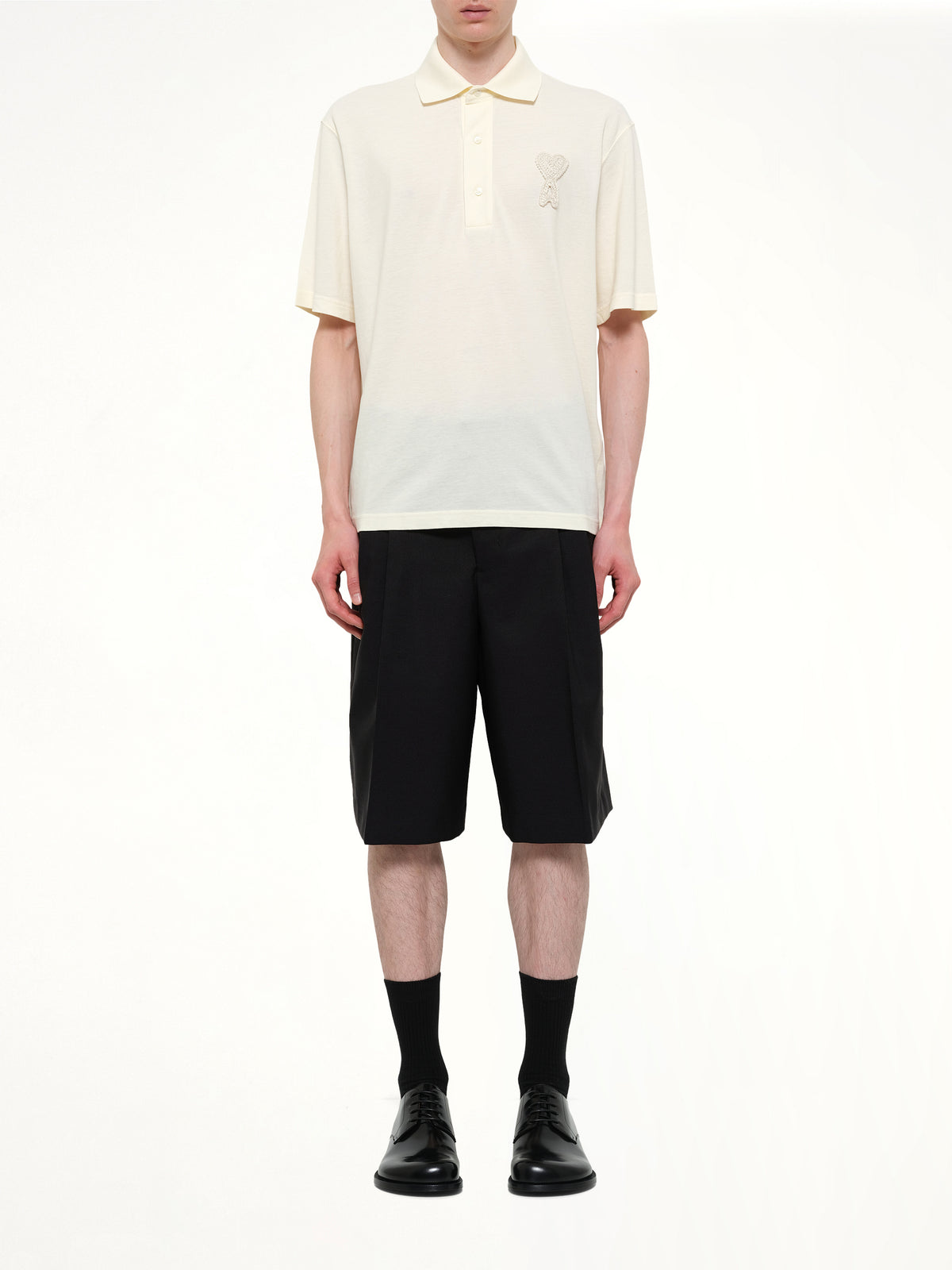 Knitted ADC Boxy Polo in Off White