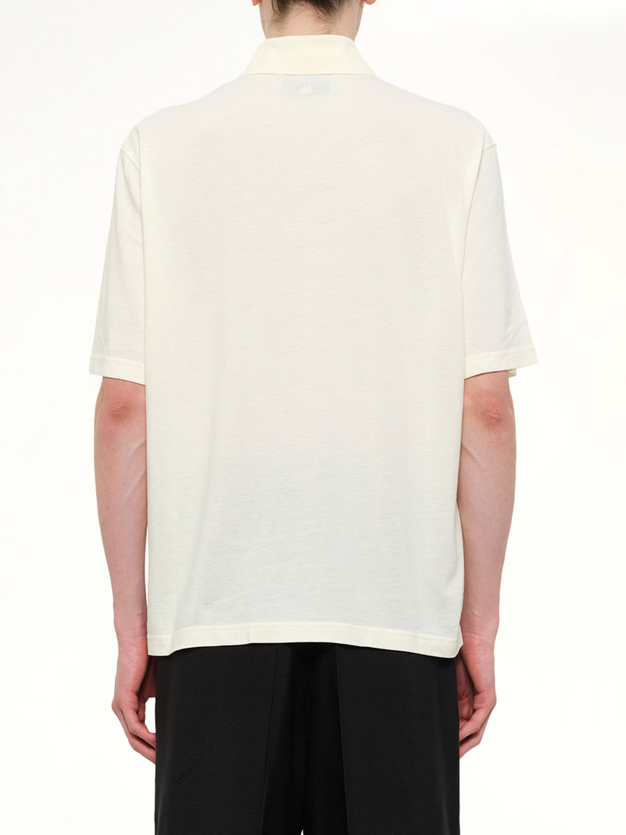 Knitted ADC Boxy Polo in Off White