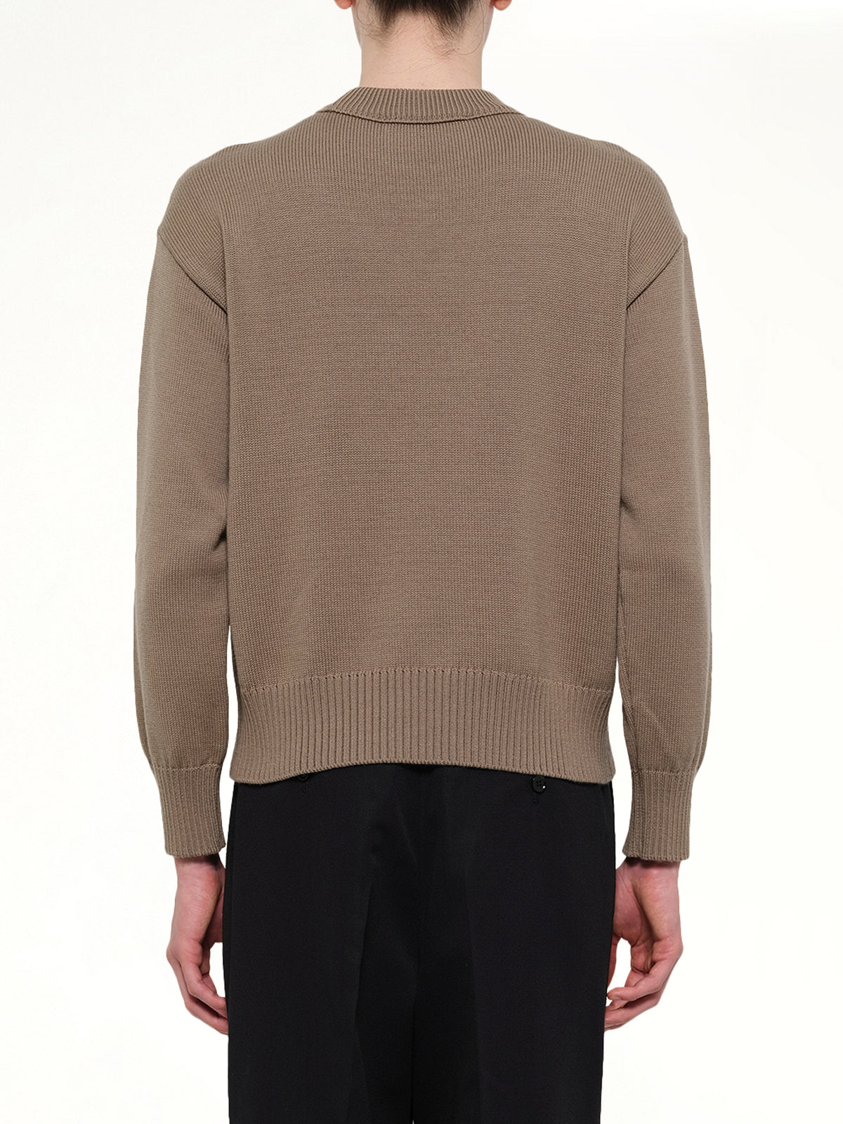 Contrasted Ami De Coeur Sweater in Beige Taupe