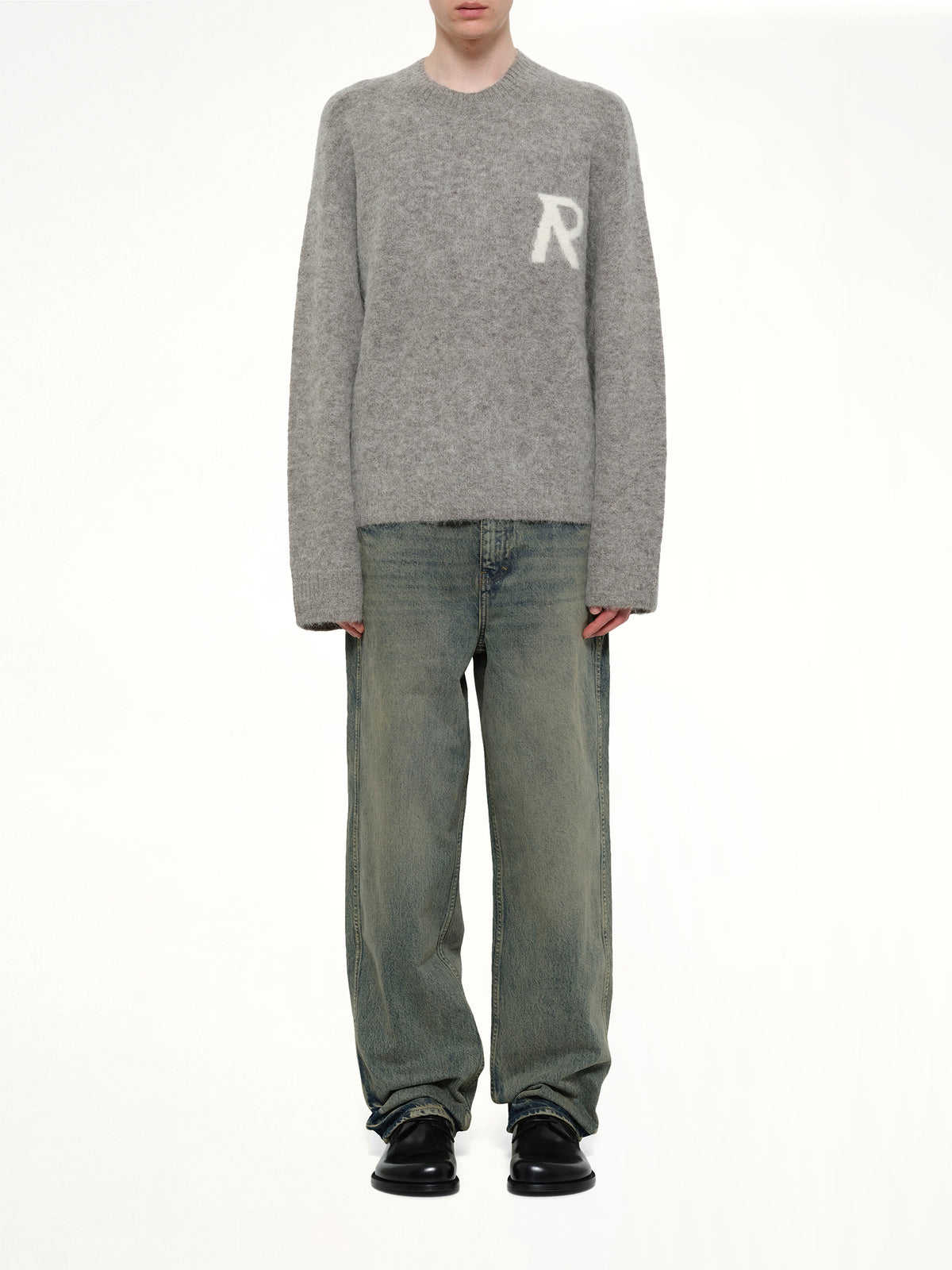 Logo Knit Sweater in Grey