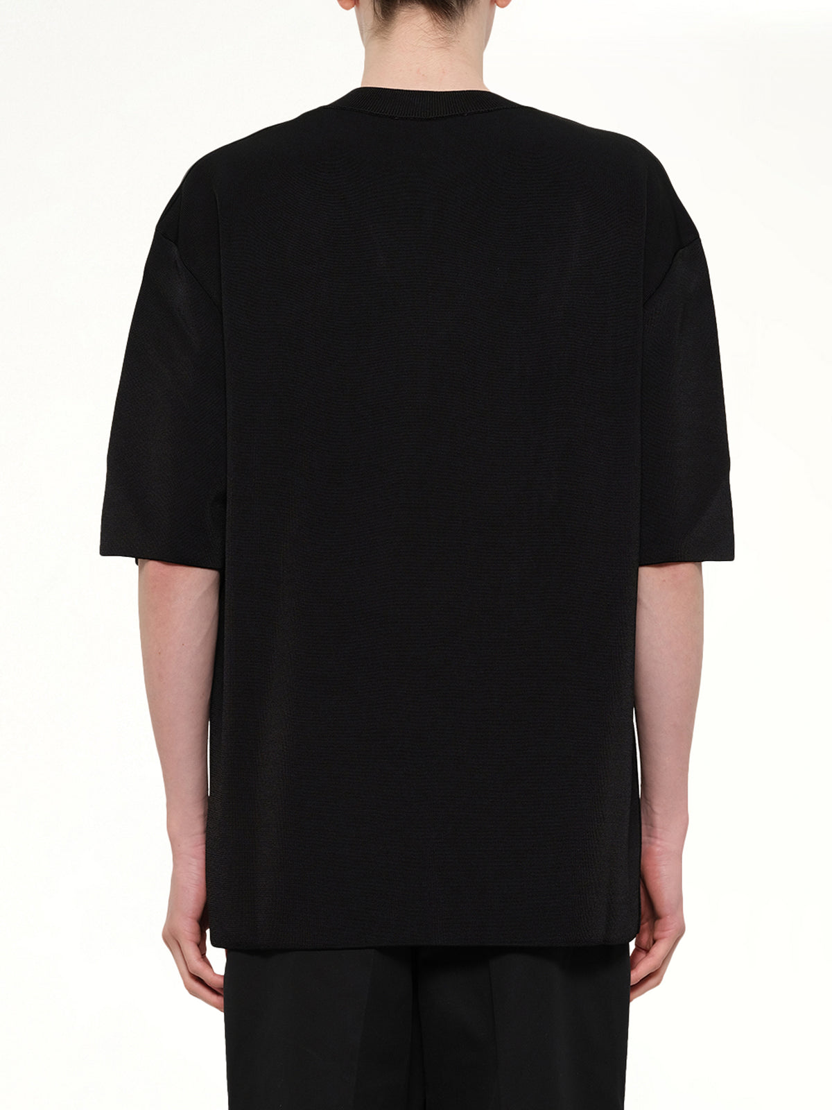 Short Sleeve V-Neck Sweater in Black