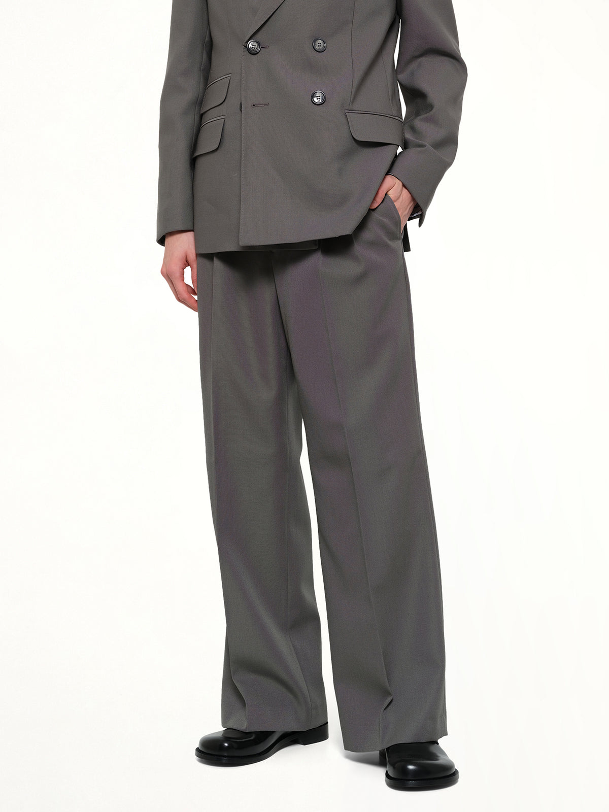 Low Waist Wide Trouser in Carbon