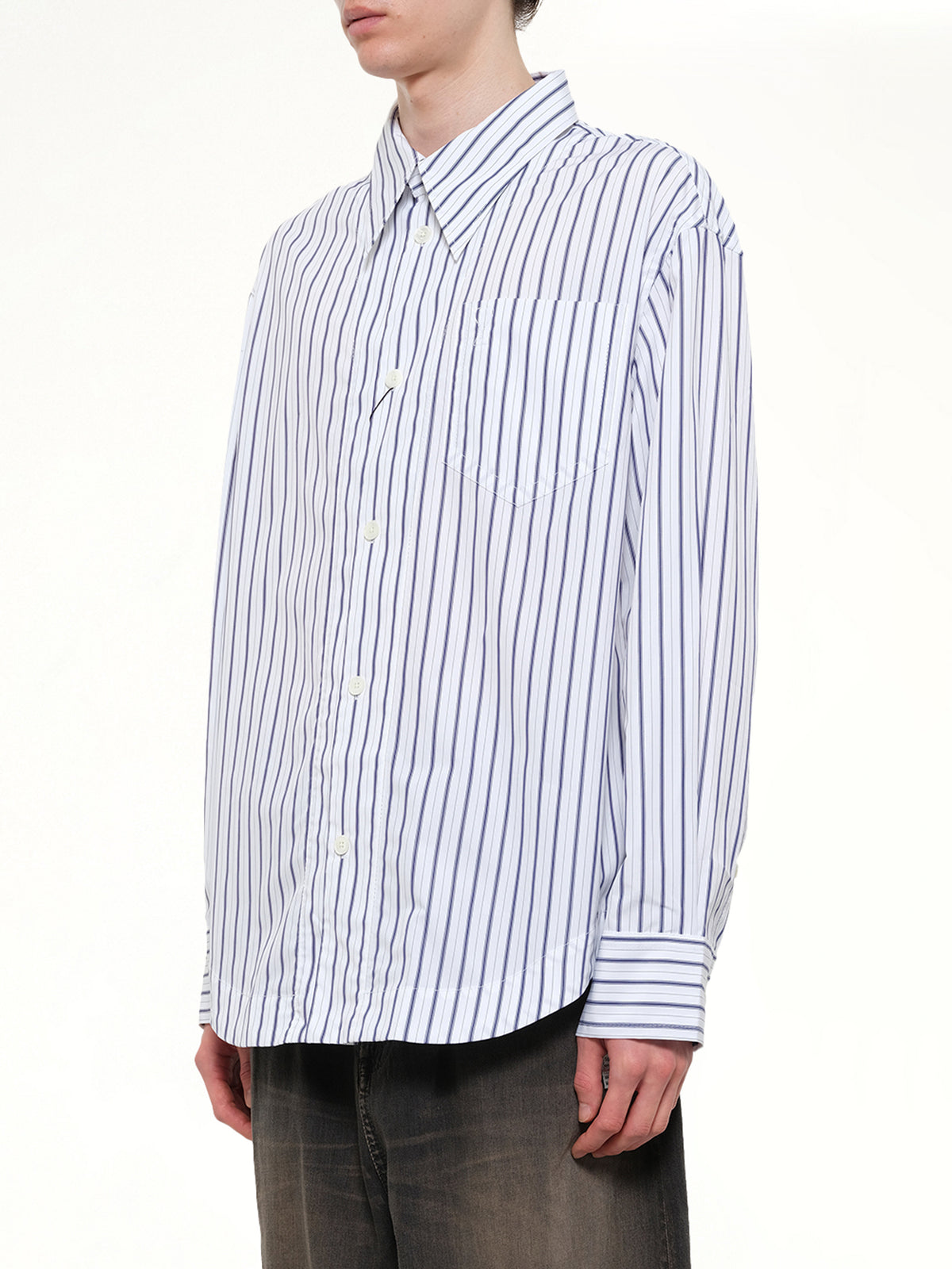Embossed ADC Stripe Shirt in White