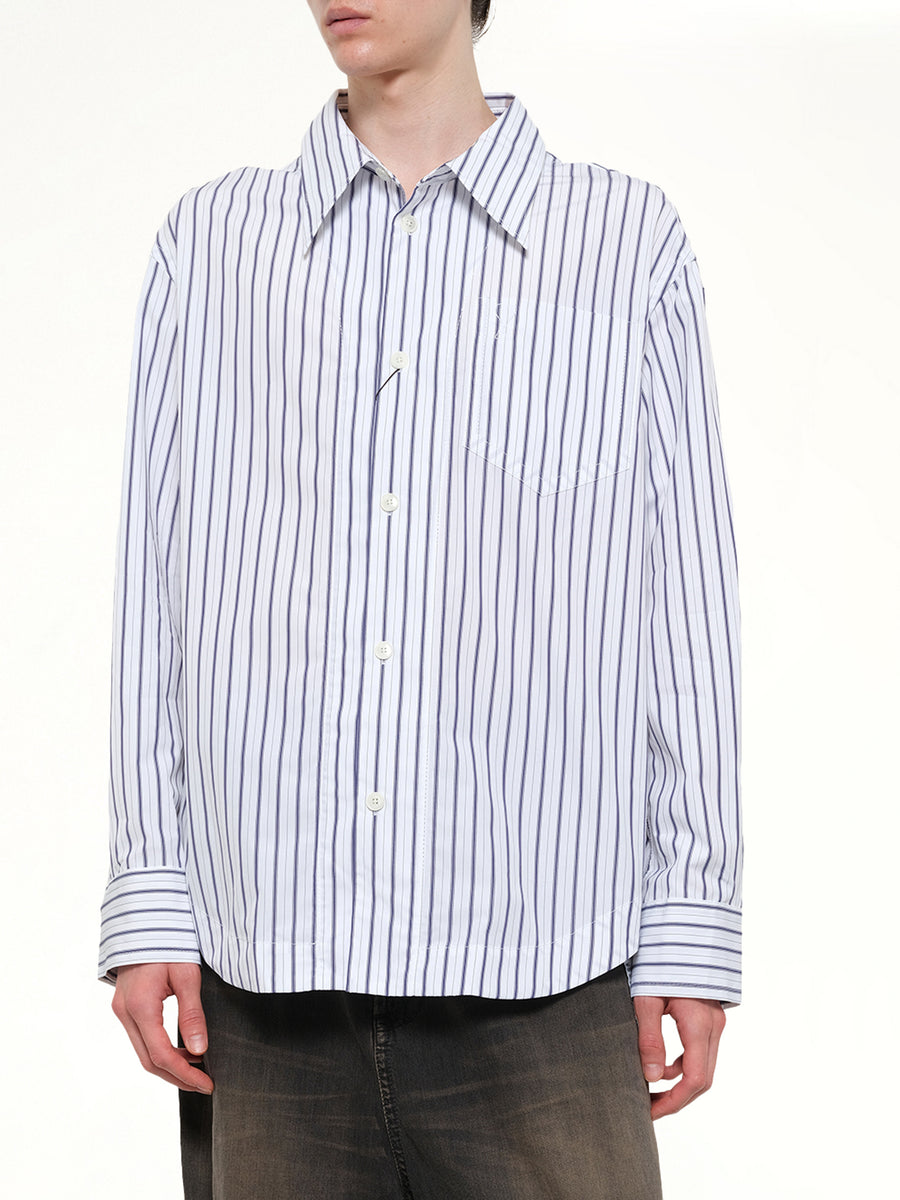 Embossed ADC Stripe Shirt in White