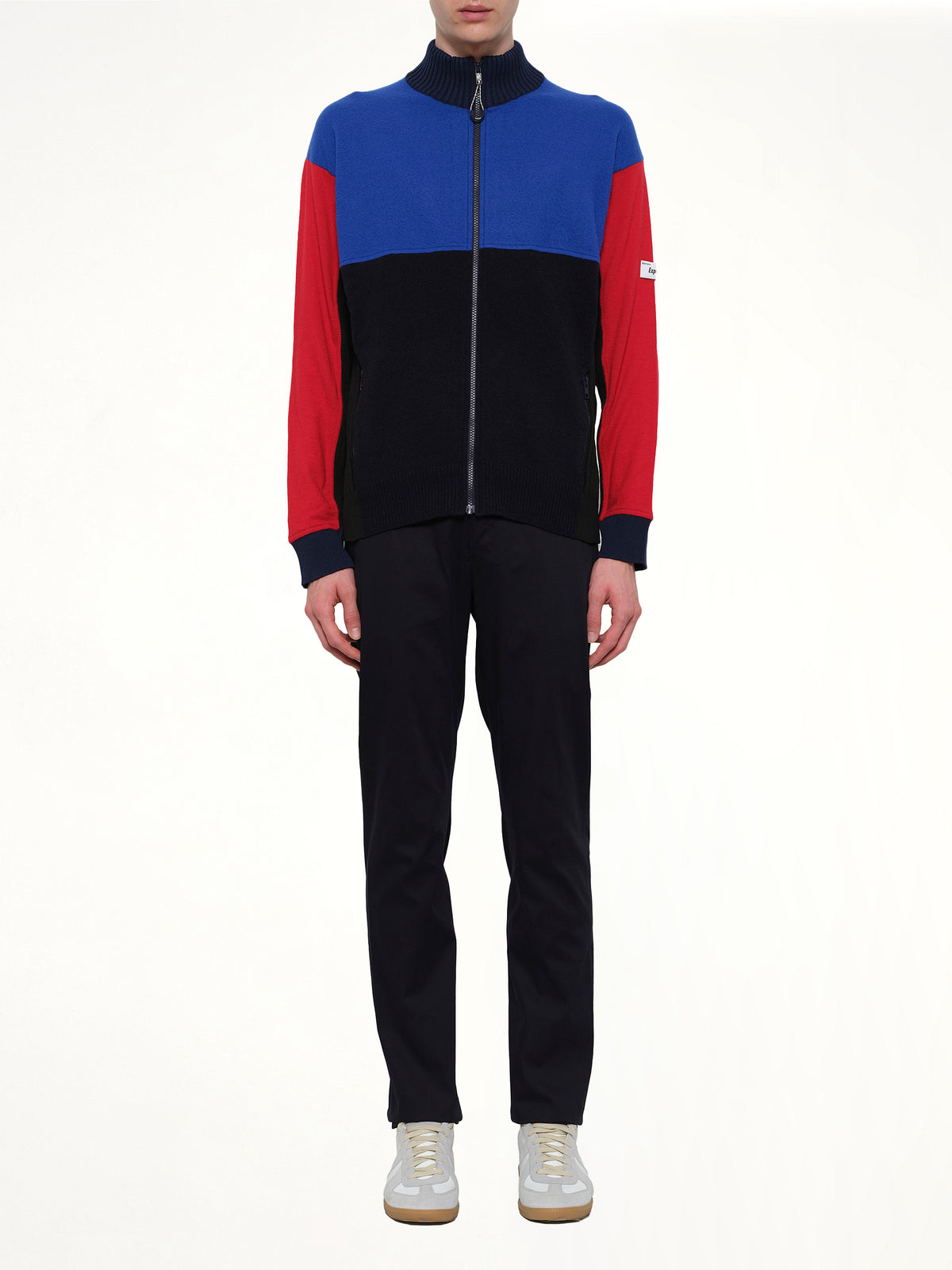 Colorblock Zip Jacket in Blue/Black/Red
