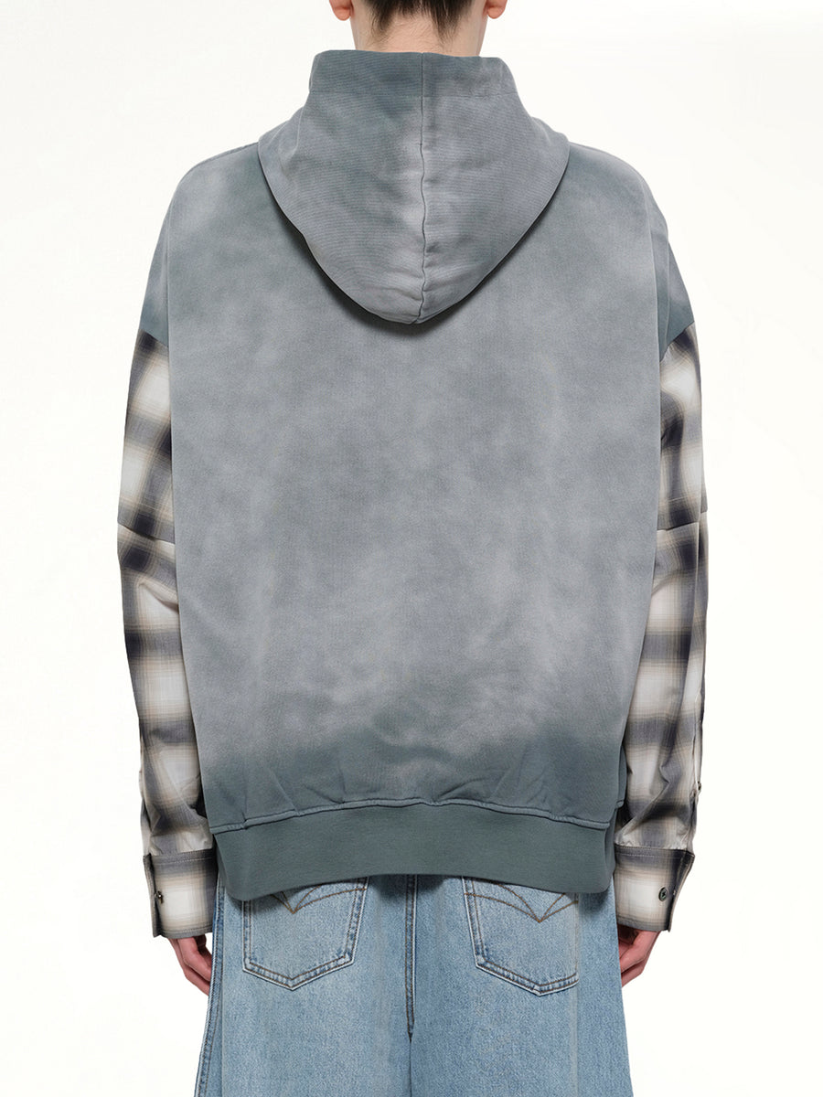 2 in 1 Check Hoodie in Grey