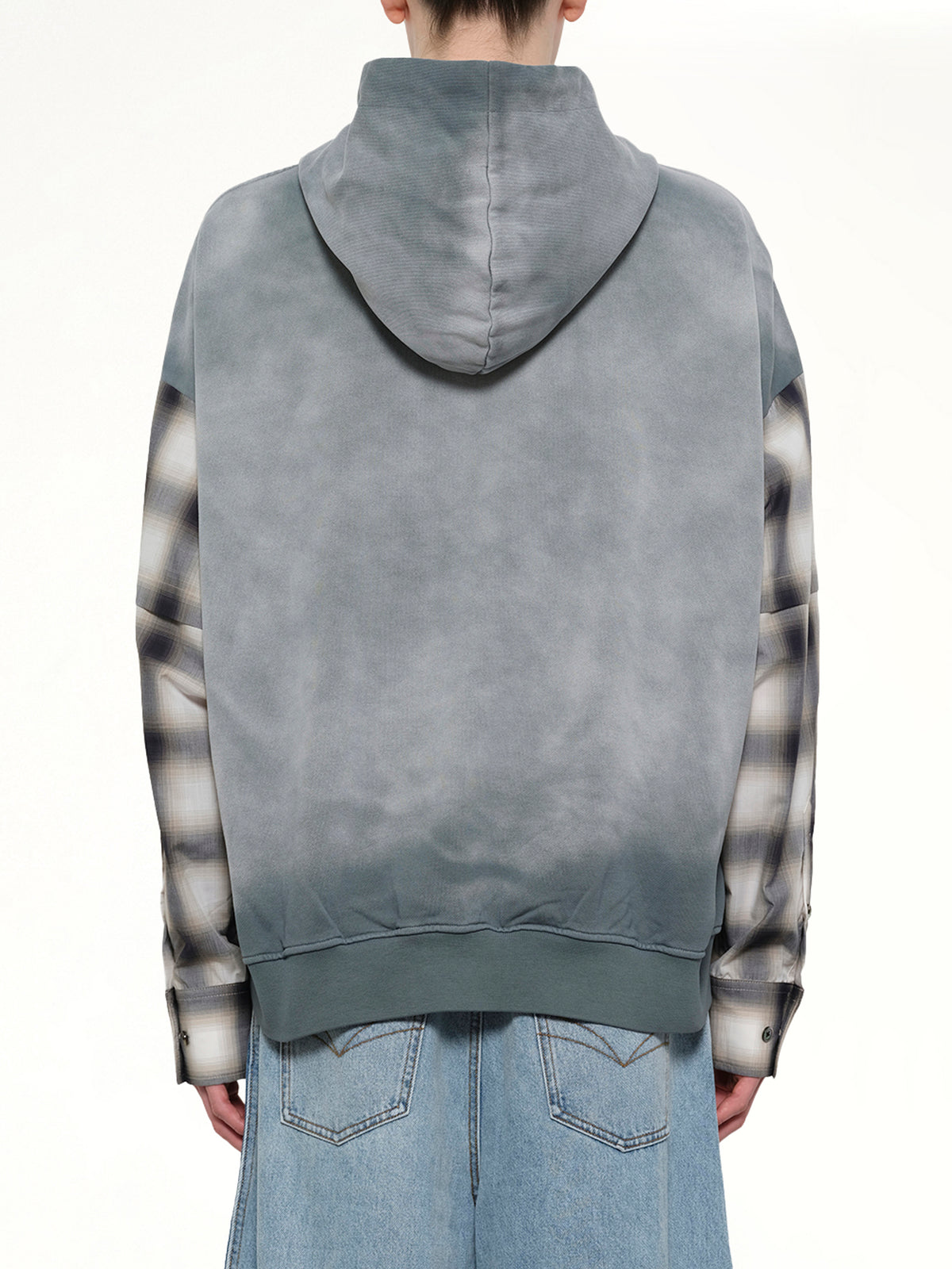 2 in 1 Check Hoodie in Grey