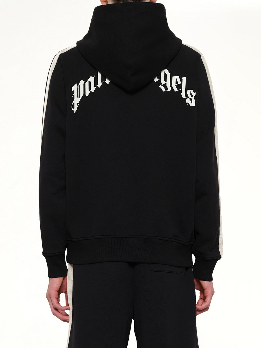 Back Curved Logo Track Hoodie in Black/Off White