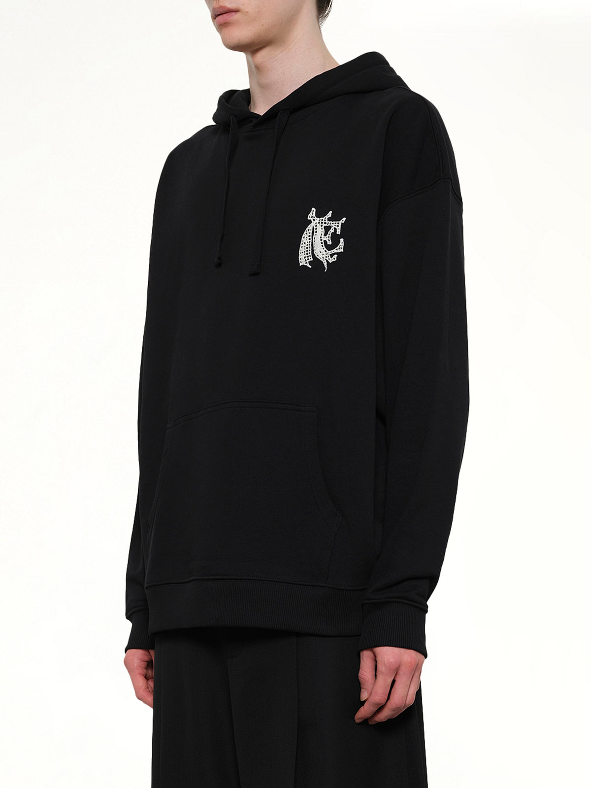 Hermine Print Cotton Hoodie in Black