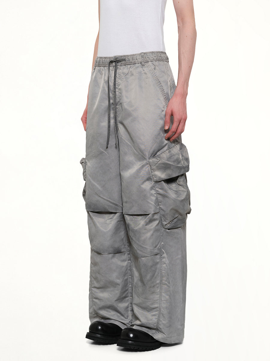 Sandwashed Nylon Cargos in Grey