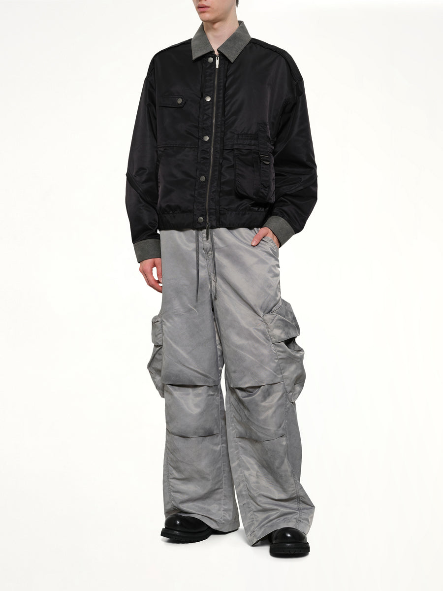 Sandwashed Nylon Cargos in Grey