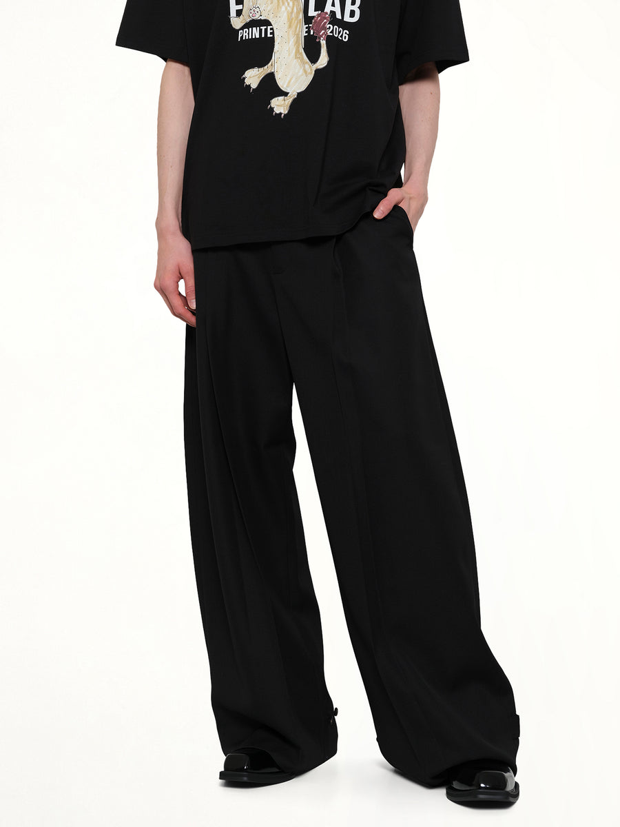 Fluid Tailored Wide Leg Pants in Black