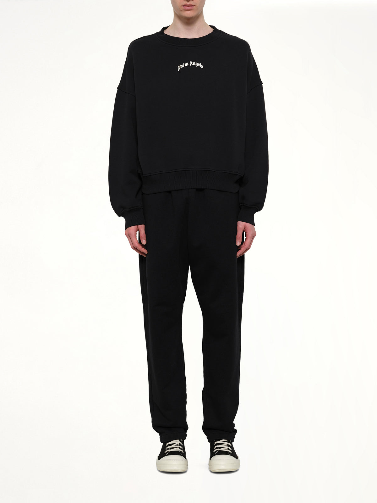 Back Curved Logo Loose Sweatshirt in Black/Off White