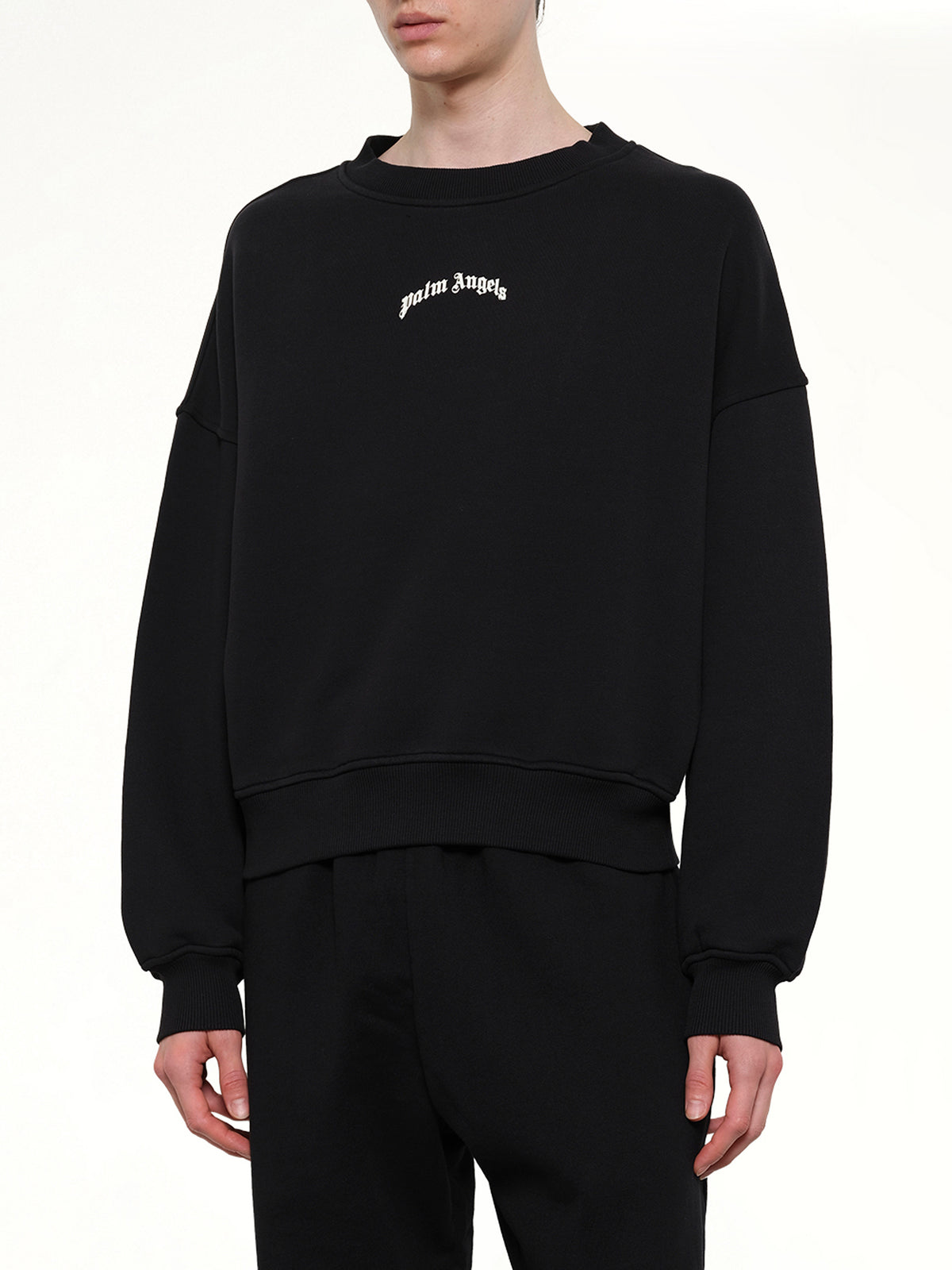 Back Curved Logo Loose Sweatshirt in Black/Off White