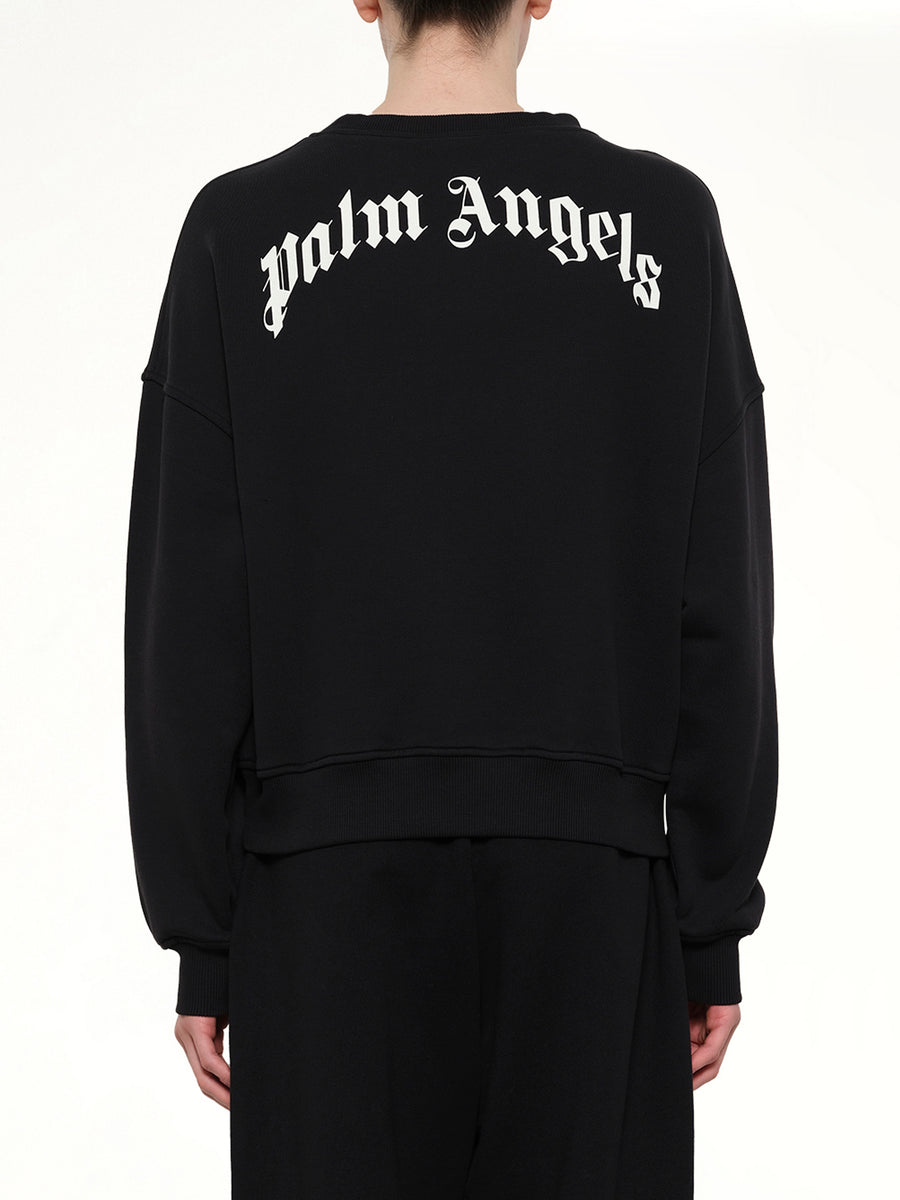 Back Curved Logo Loose Sweatshirt in Black/Off White