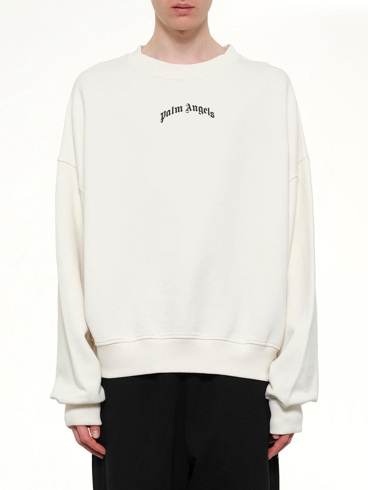 Back Curved Logo Loose Sweatshirt in Off White/Black