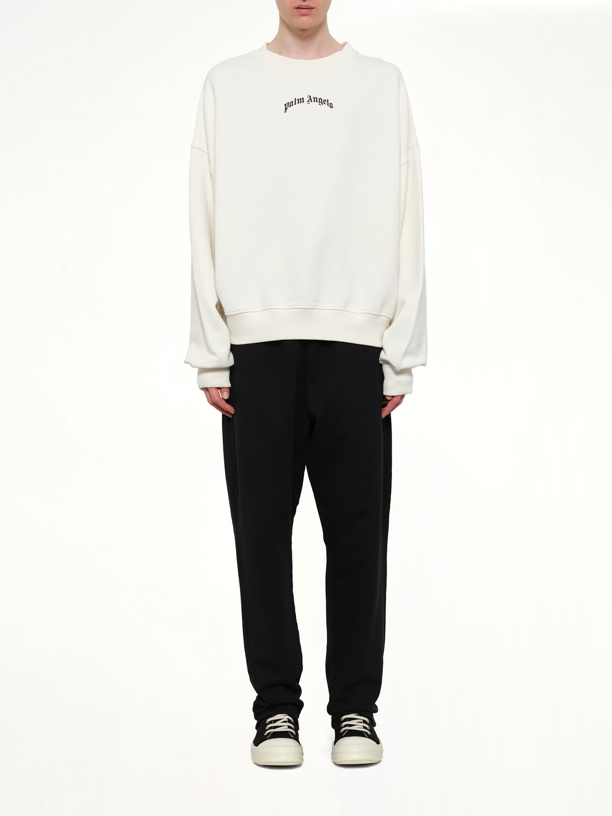 Back Curved Logo Loose Sweatshirt in Off White/Black