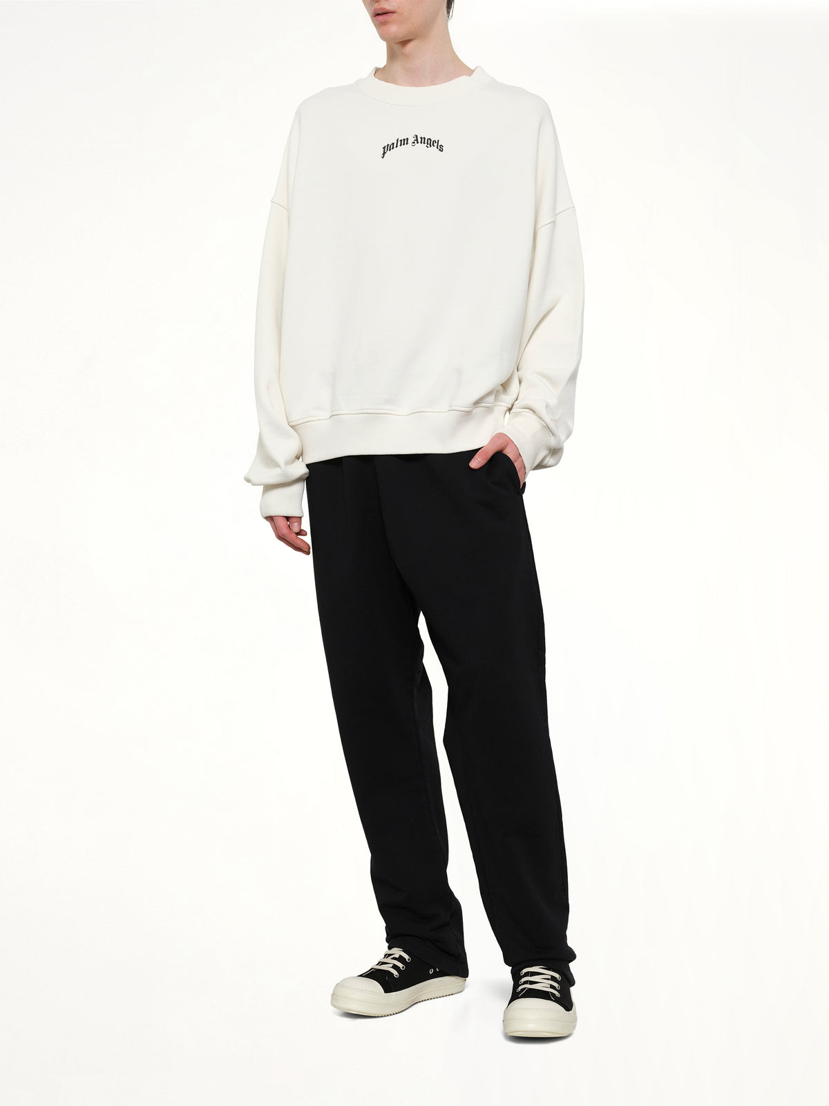Back Curved Logo Loose Sweatshirt in Off White/Black