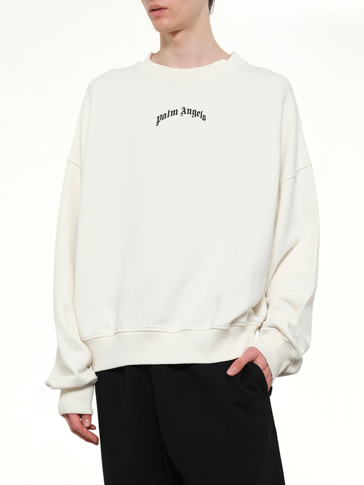 Back Curved Logo Loose Sweatshirt in Off White/Black