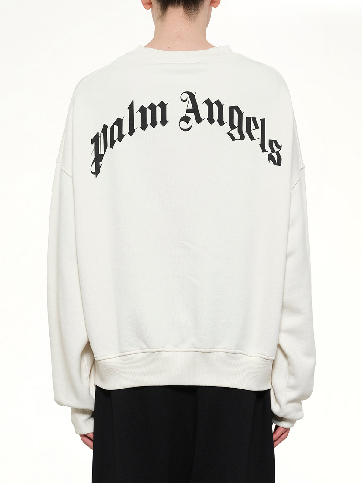 Back Curved Logo Loose Sweatshirt in Off White/Black