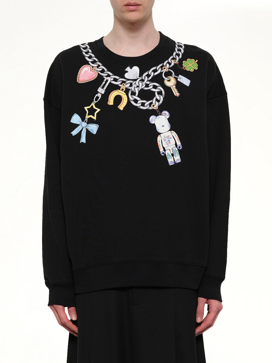 Bearbrick Print Cotton Sweatshirt in Black