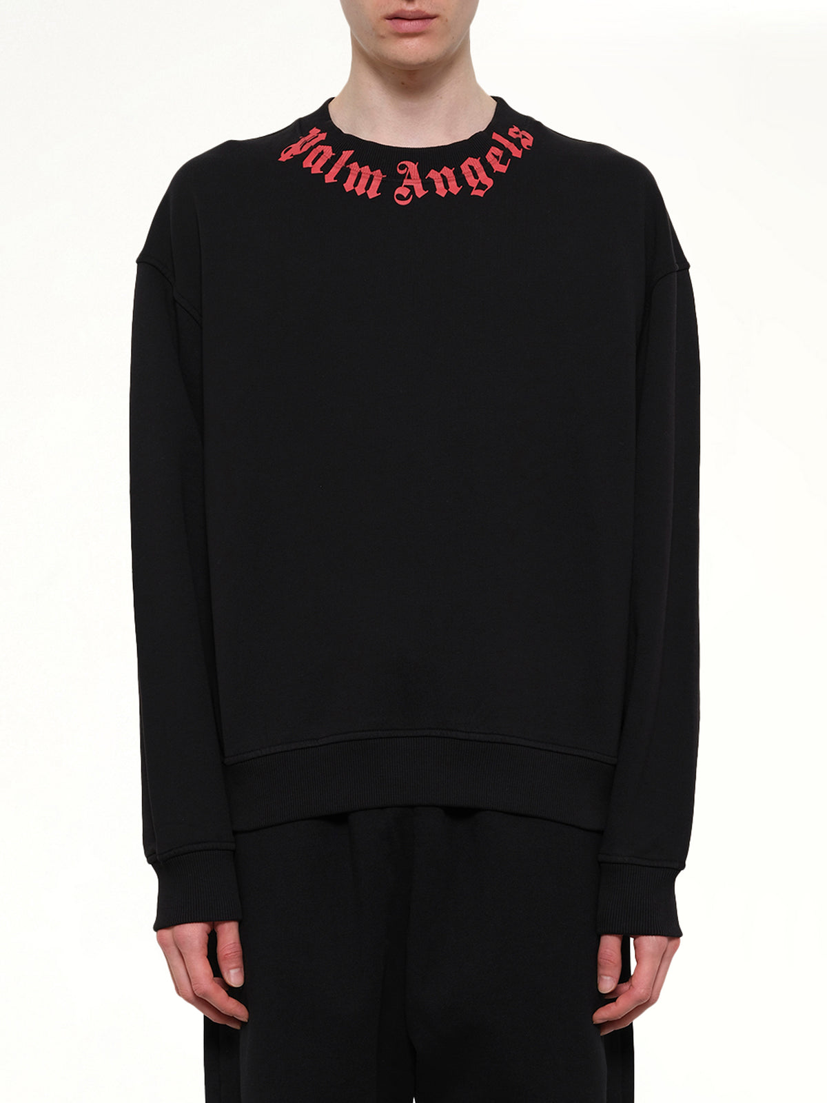 Neck Logo Regular Sweatshirt in Black/Red