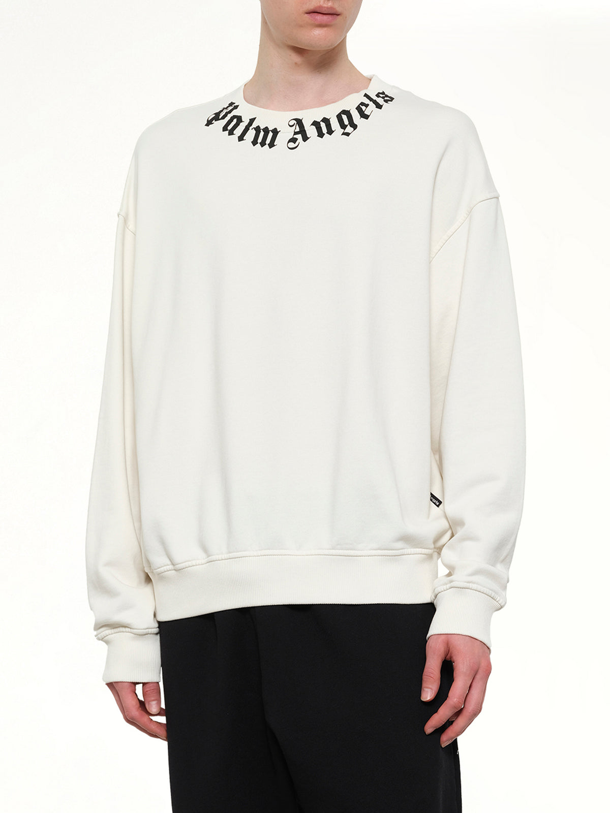 Neck Logo Regular Sweatshirt in Off White/Black