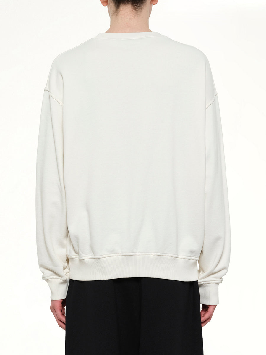Neck Logo Regular Sweatshirt in Off White/Black