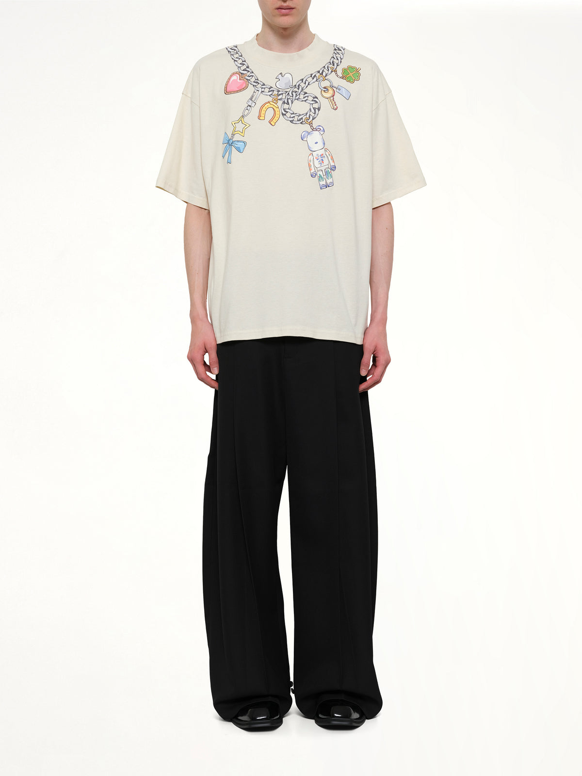 Bearbrick Print Cotton T-Shirt in Natural Raw