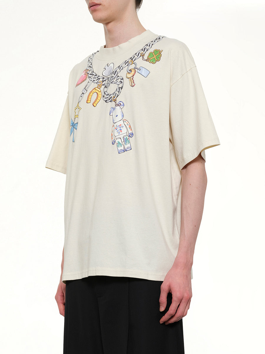 Bearbrick Print Cotton T-Shirt in Natural Raw